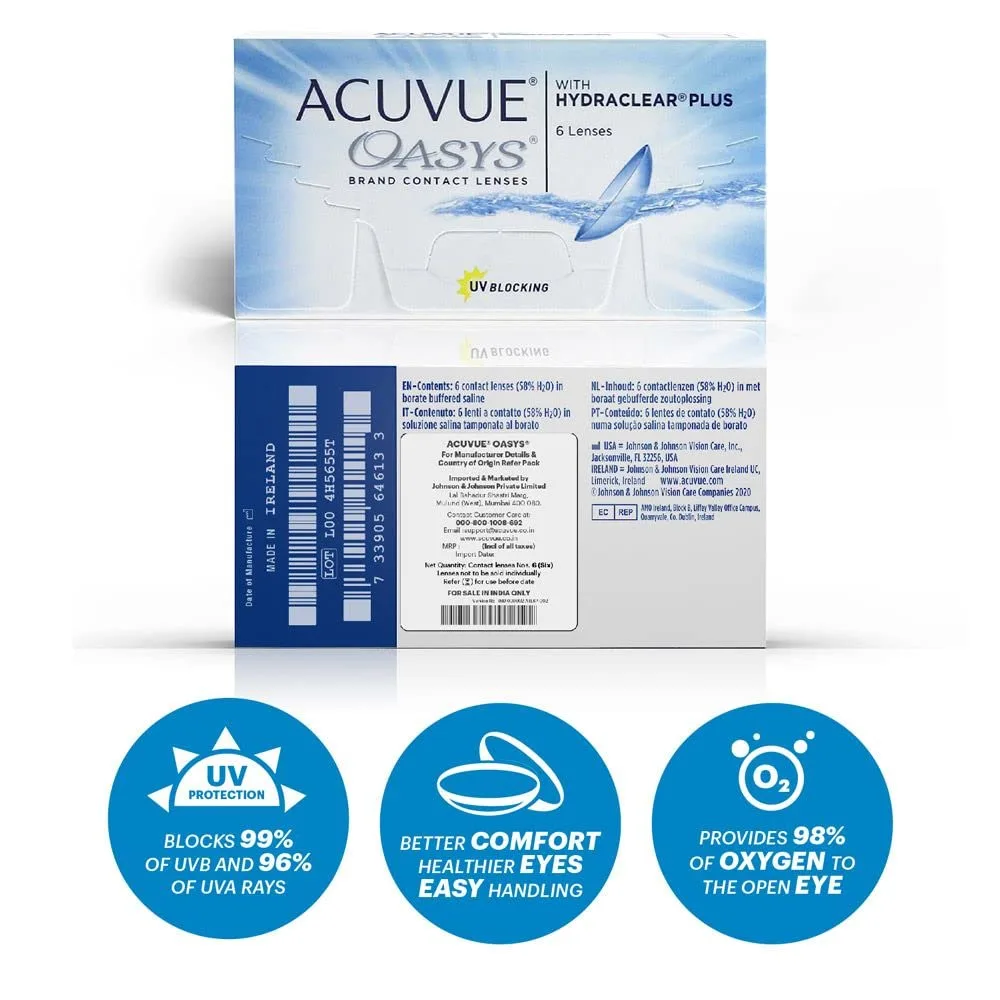 Hydraclear Machine ACUVUE OASYS with HYDRACLEAR PLUS – 2-Week Contact Lenses | Blurkart